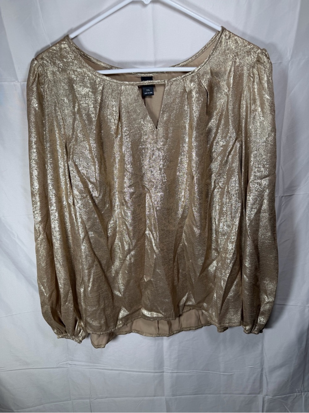 Emery Rose Metallic Gold Shimmer Blouse Plus Size 1XL - Picture 9 of 9